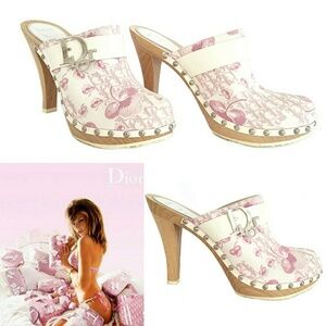 Dior Pink and White Mules